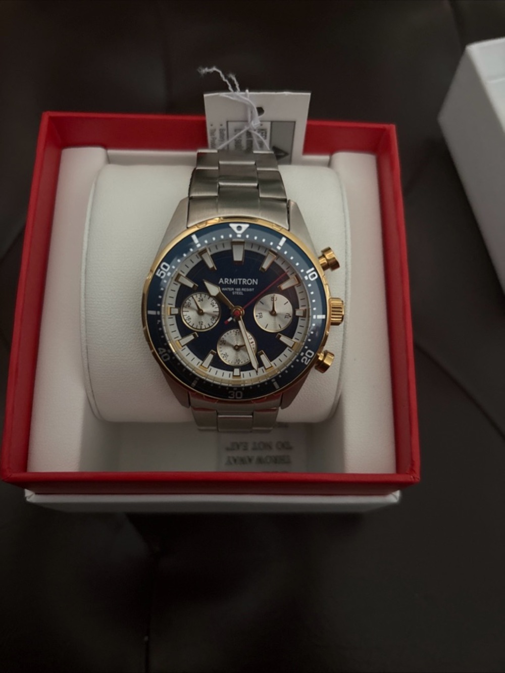 Armitron Two-Tone Chronograph Watch - Blue Dial with Gold Accents